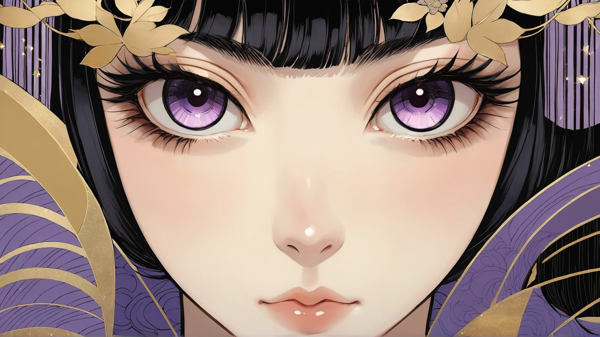 AI generated wallpaper featuring woman, eyes, hair
