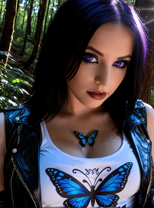 woman, butterfly, forest