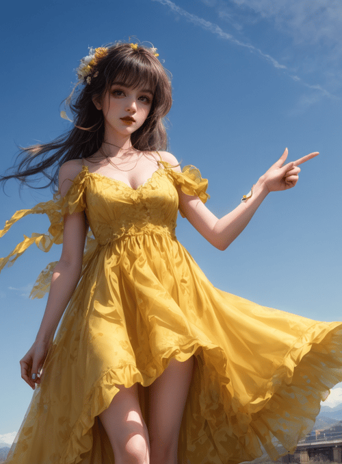 woman, dress, flowers
