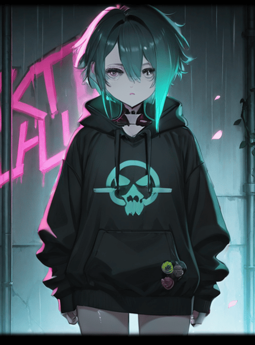girl, hoodie, graffiti
