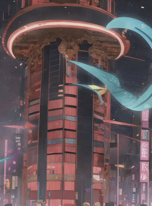 city, neon signs, silk