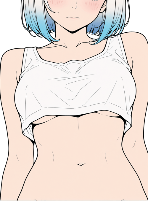 girl, anime, character, top, belly, nipple, bralette, body