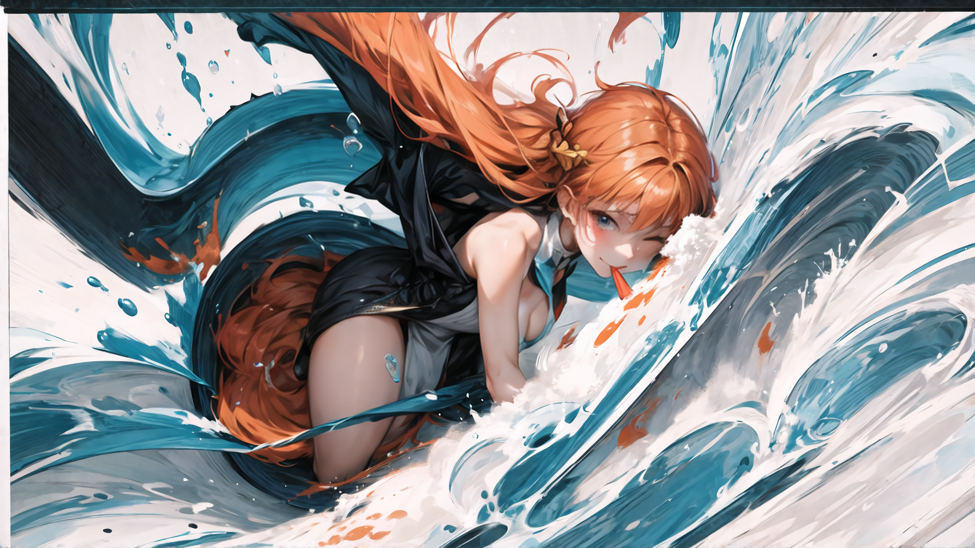 AI generated wallpaper featuring girl, water, sailor