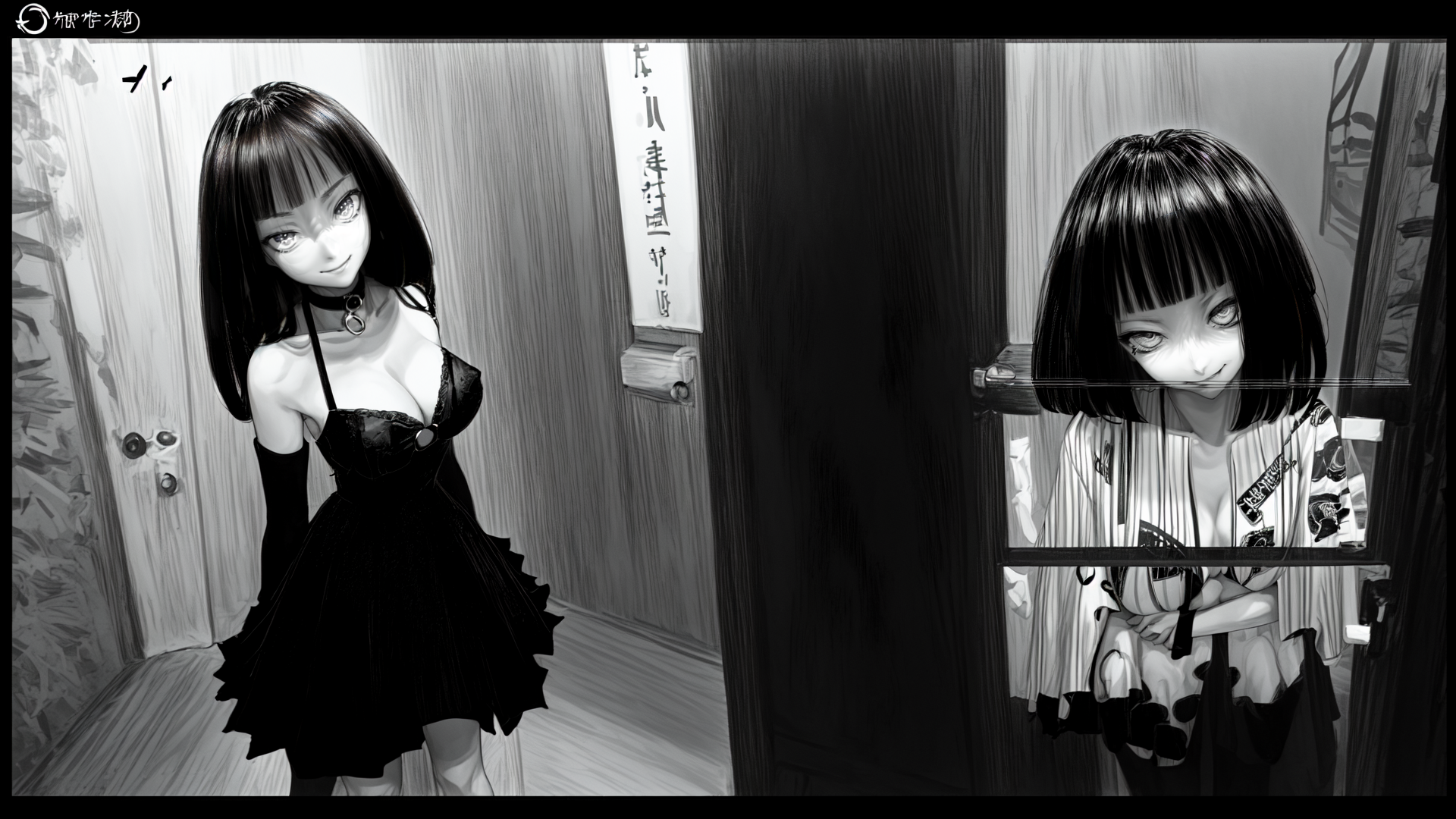AI generated wallpaper featuring girl, mirror