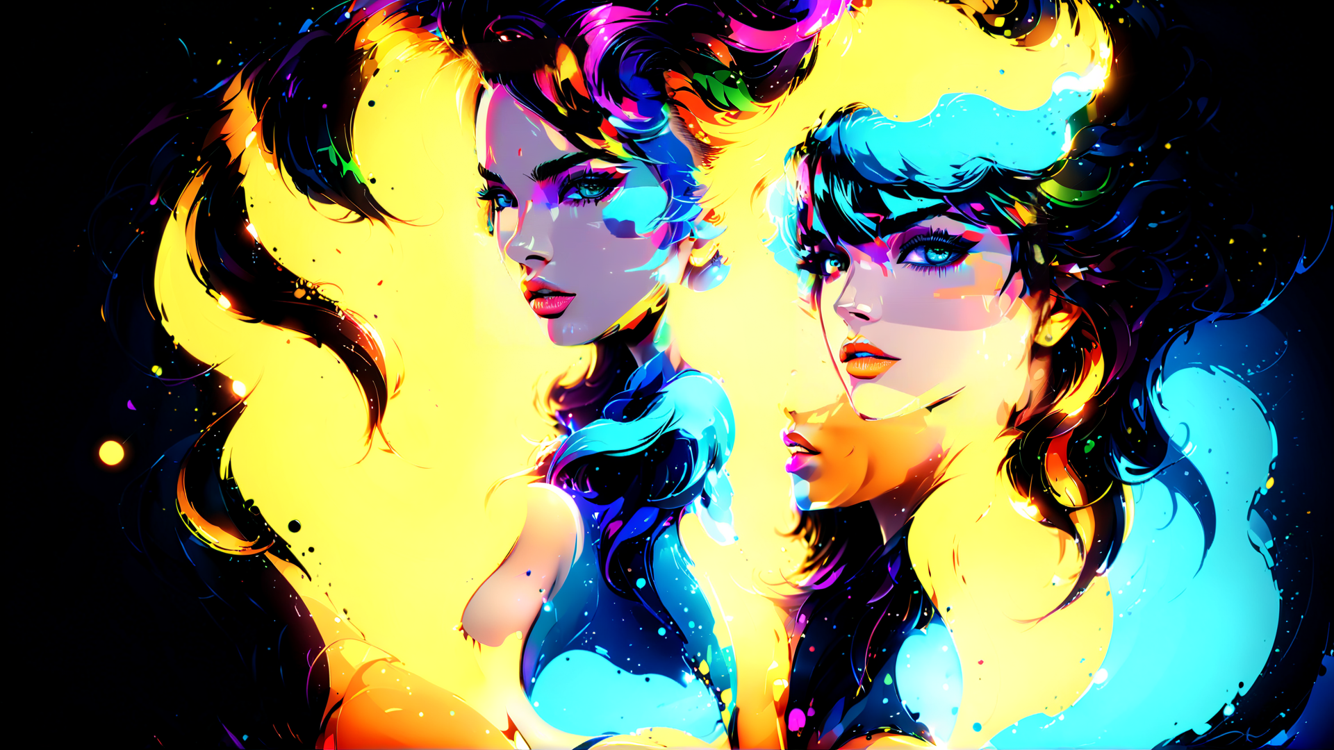 AI generated wallpaper featuring women, digital art, characters