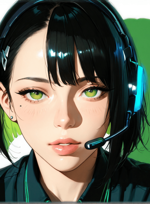 girl, gamer, headphones, screen, shadow, ears, hair