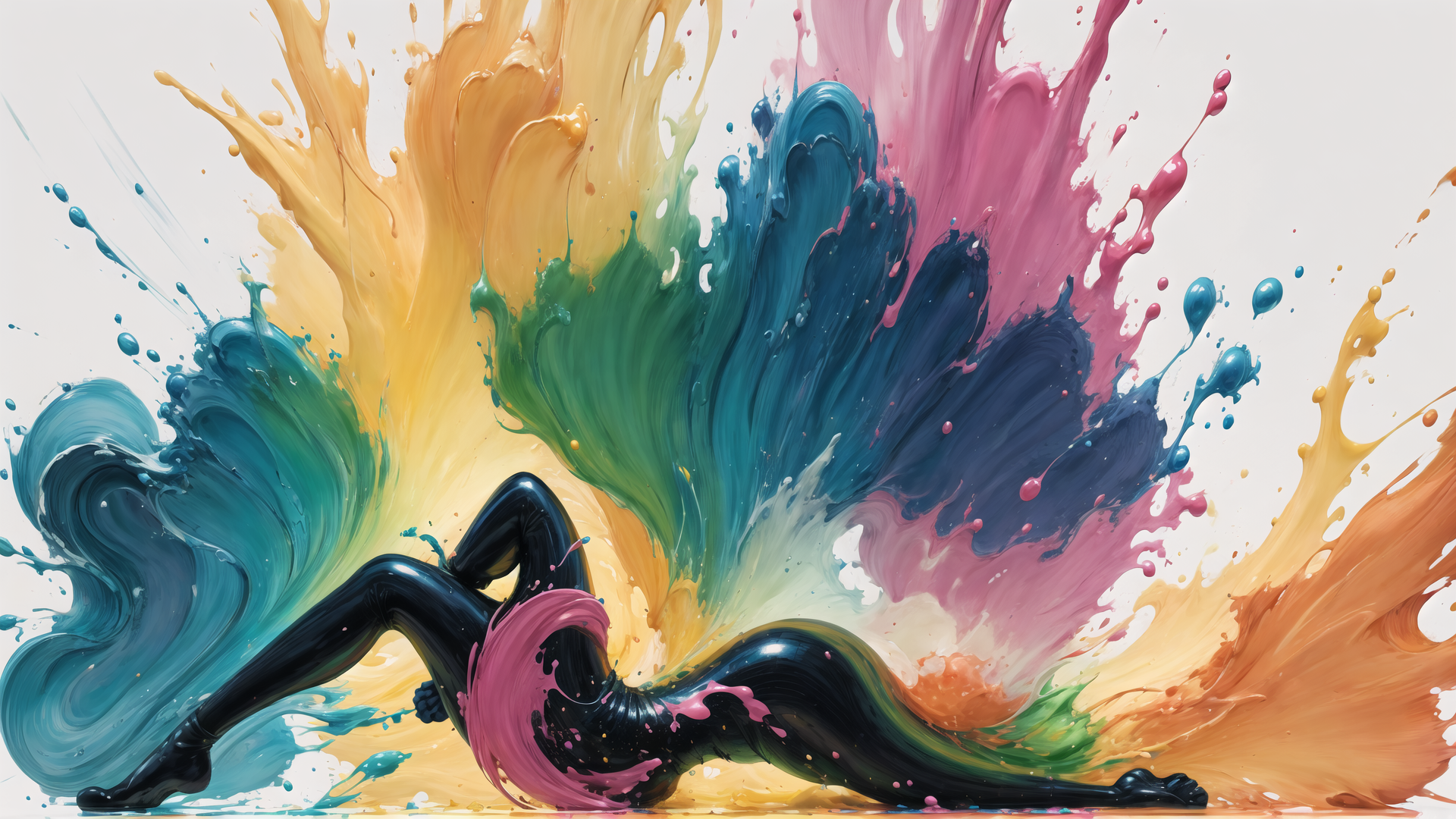 AI generated wallpaper featuring figure, paint, splash