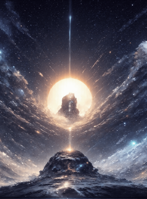 mountain, galaxy, sun, stars, universe, nebula, space, light, cosmos, mountain peak