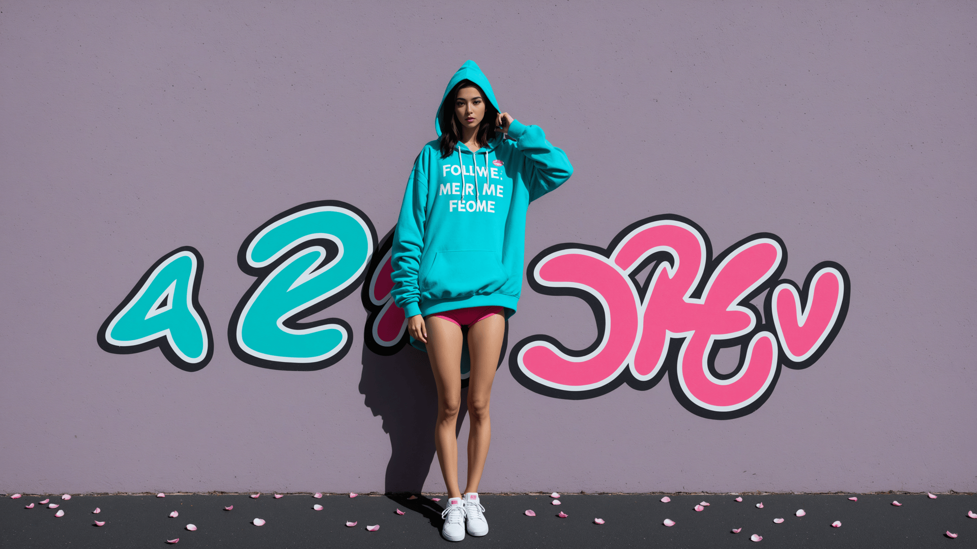 AI generated wallpaper featuring person, hoodie, shoes