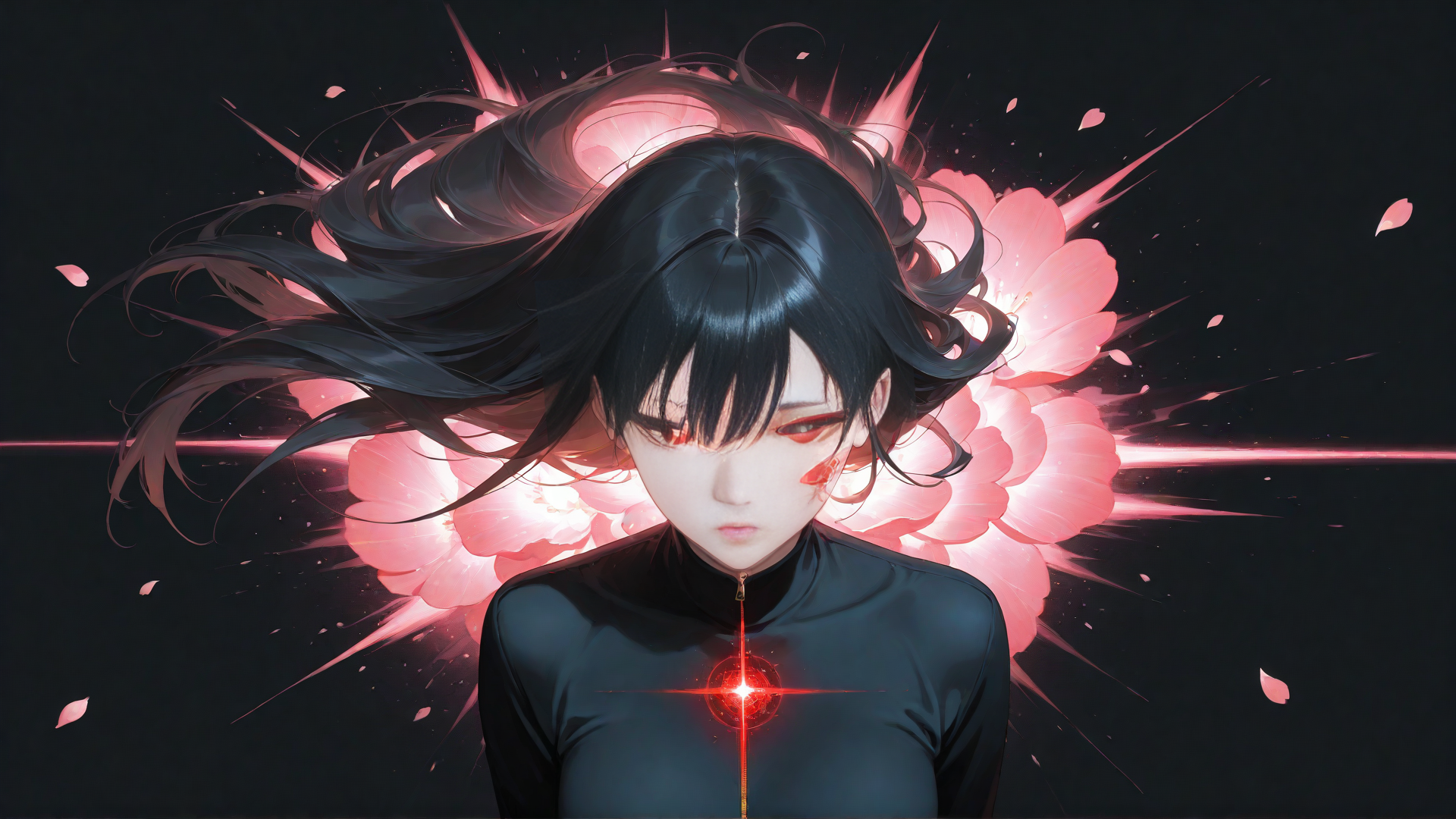 AI generated wallpaper featuring anime character, girl, flower