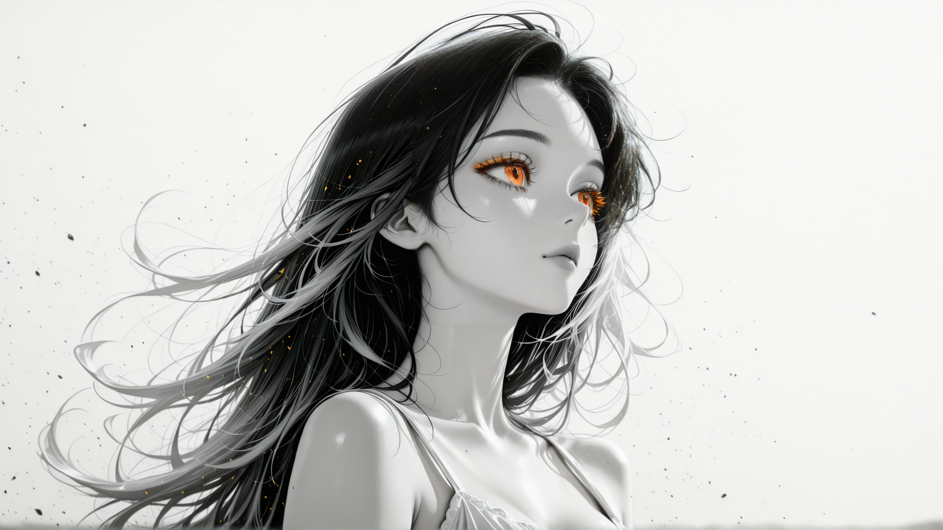 AI generated wallpaper featuring woman, hair, eyes
