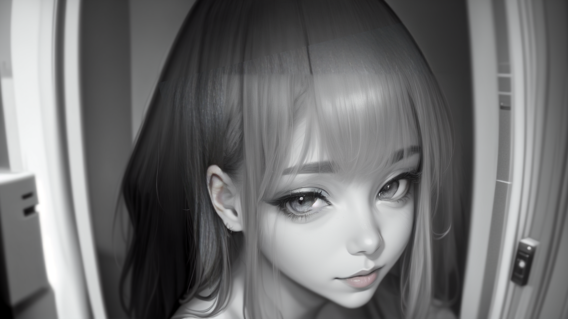 AI generated wallpaper featuring woman, hair, eyes
