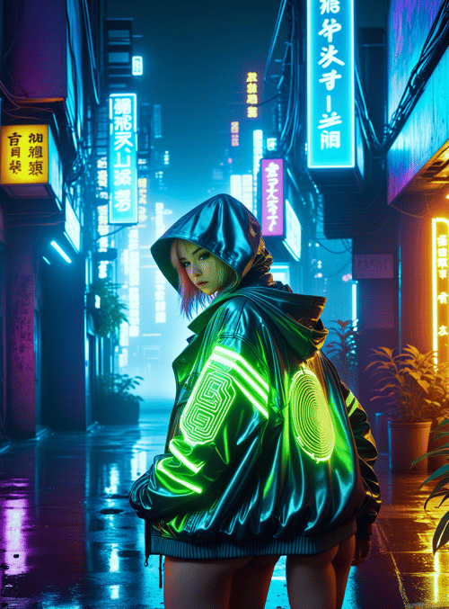 person, neon, jacket