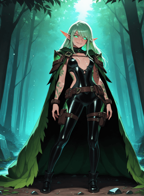 elf, forest, ancient ruins