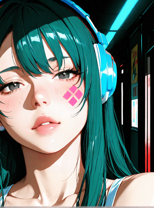 girl, headphones, train, hair