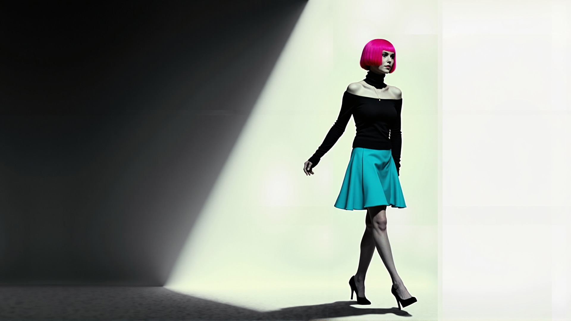 AI generated wallpaper featuring woman, model, fashion, walk, pose