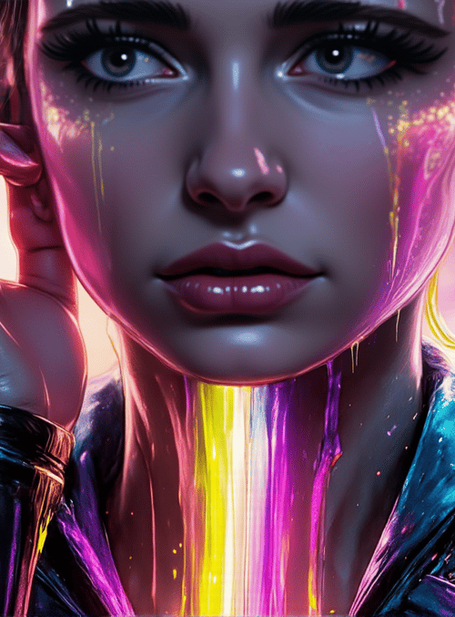 woman, neon, paint