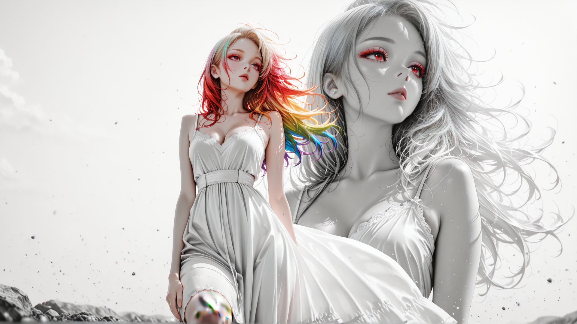 AI generated wallpaper featuring woman, girl, hair