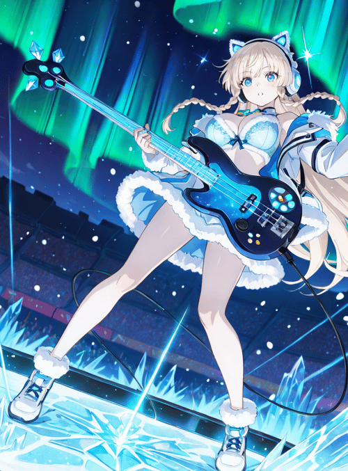 guitarist, anime girl, bass guitar