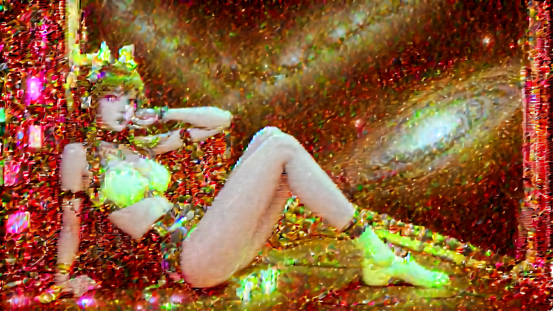 AI generated wallpaper featuring person, legs, glowing, abstract