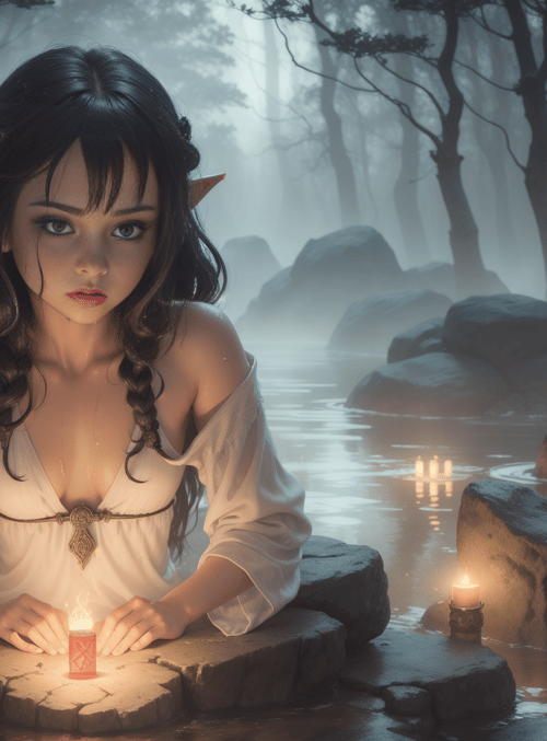 elf, candle, forest