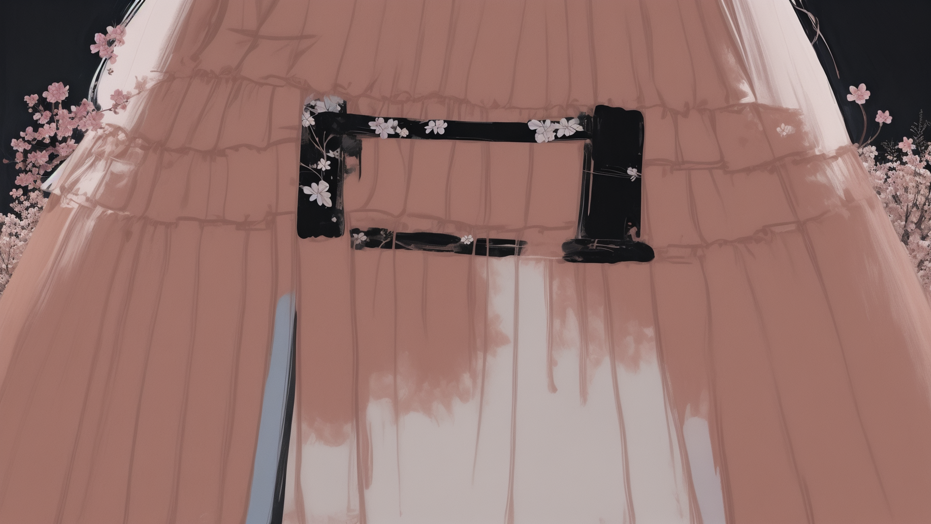 AI generated wallpaper featuring kimono, cherry blossoms, belt