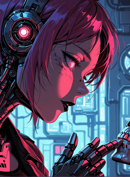 cyborg, robot, skull