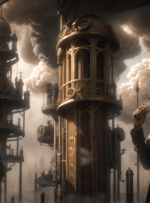 woman, steampunk, clock tower