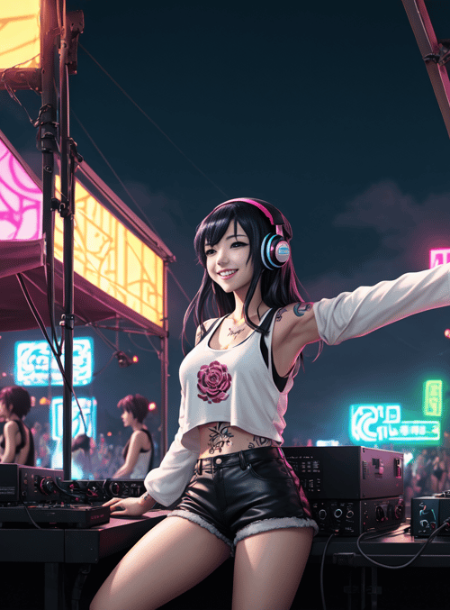 dj, woman, stage