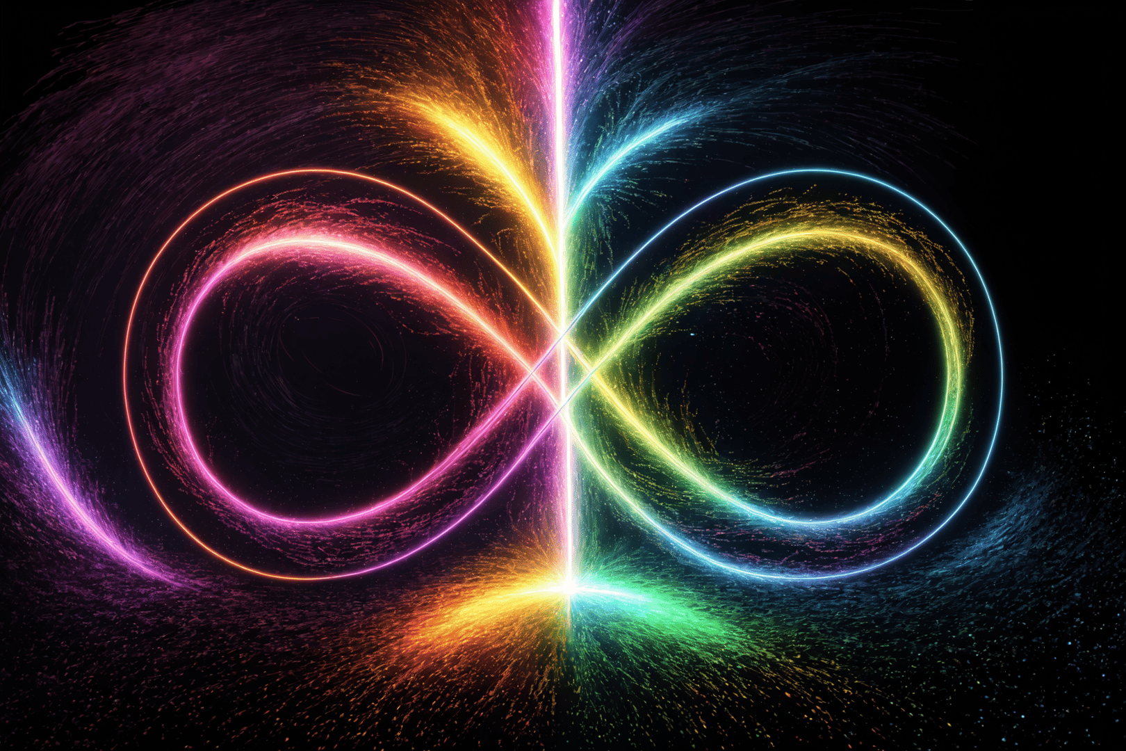 AI generated wallpaper featuring infinity, light, neon