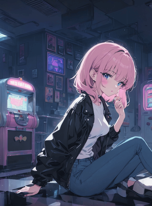 girl, arcade, pinball