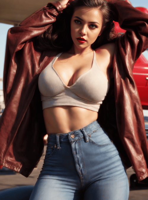 woman, jacket, jeans