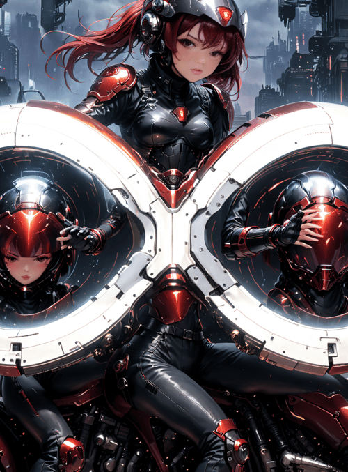 cyborg, motorcycle, helmet