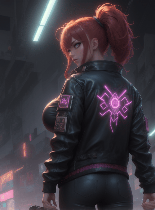 woman, cyberpunk, neon