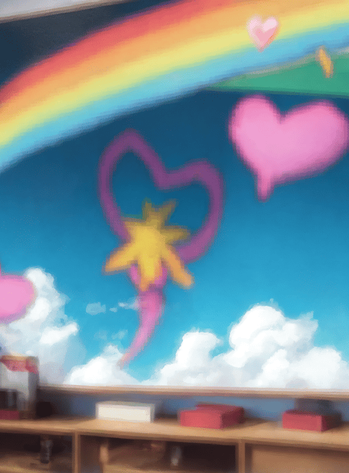 rainbow, heart, star