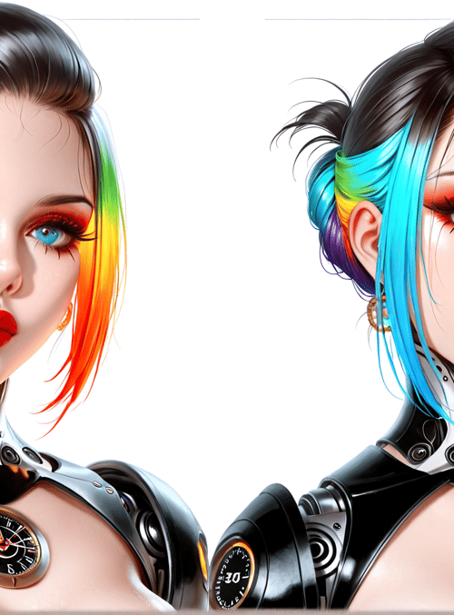 cyborg, woman, robot, hair, smoke