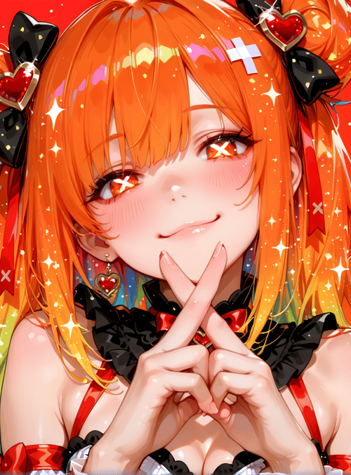 anime girl, celebration, bunny ears, ribbon, heart