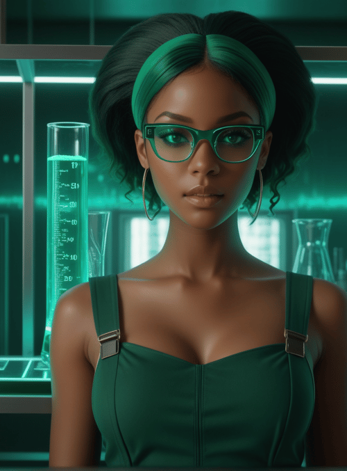 woman, scientist, test tubes, lab equipment, glasses