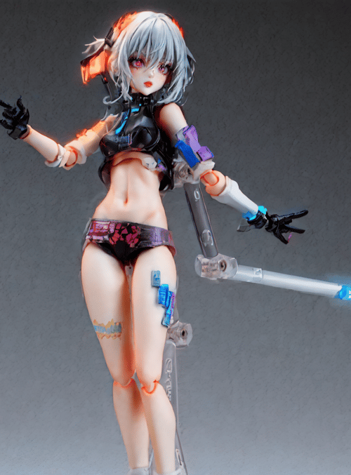 figurine, cyberpunk, sword