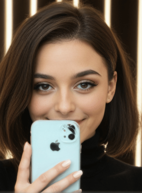 woman, phone, mirror