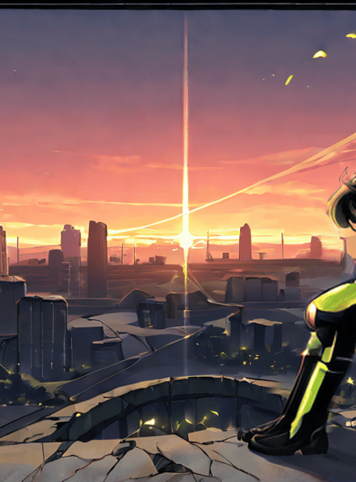 person, cityscape, sunrise