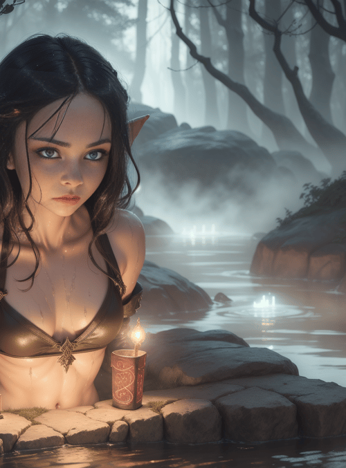 elf, water, candle