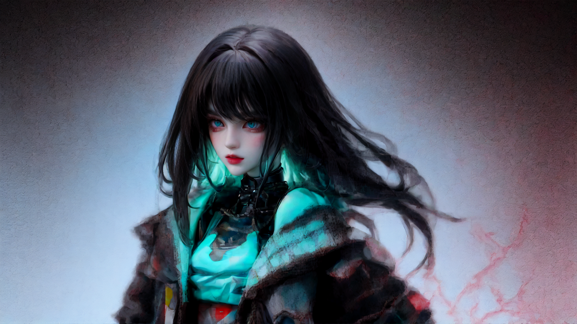 AI generated wallpaper featuring cyberpunk girl, anime character