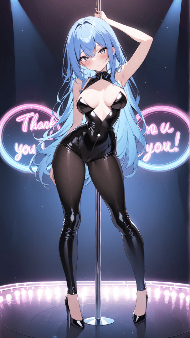AI generated wallpaper featuring anime, girl, pole