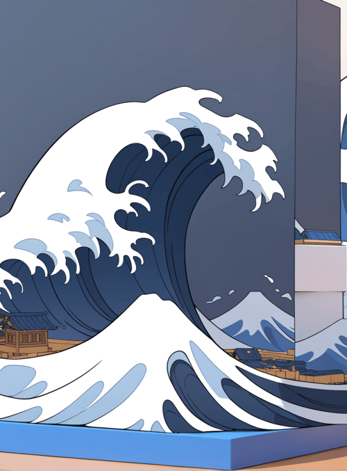wave, building, mountain