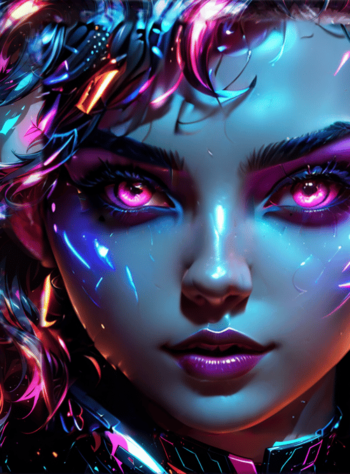 cyberpunk, female, neon