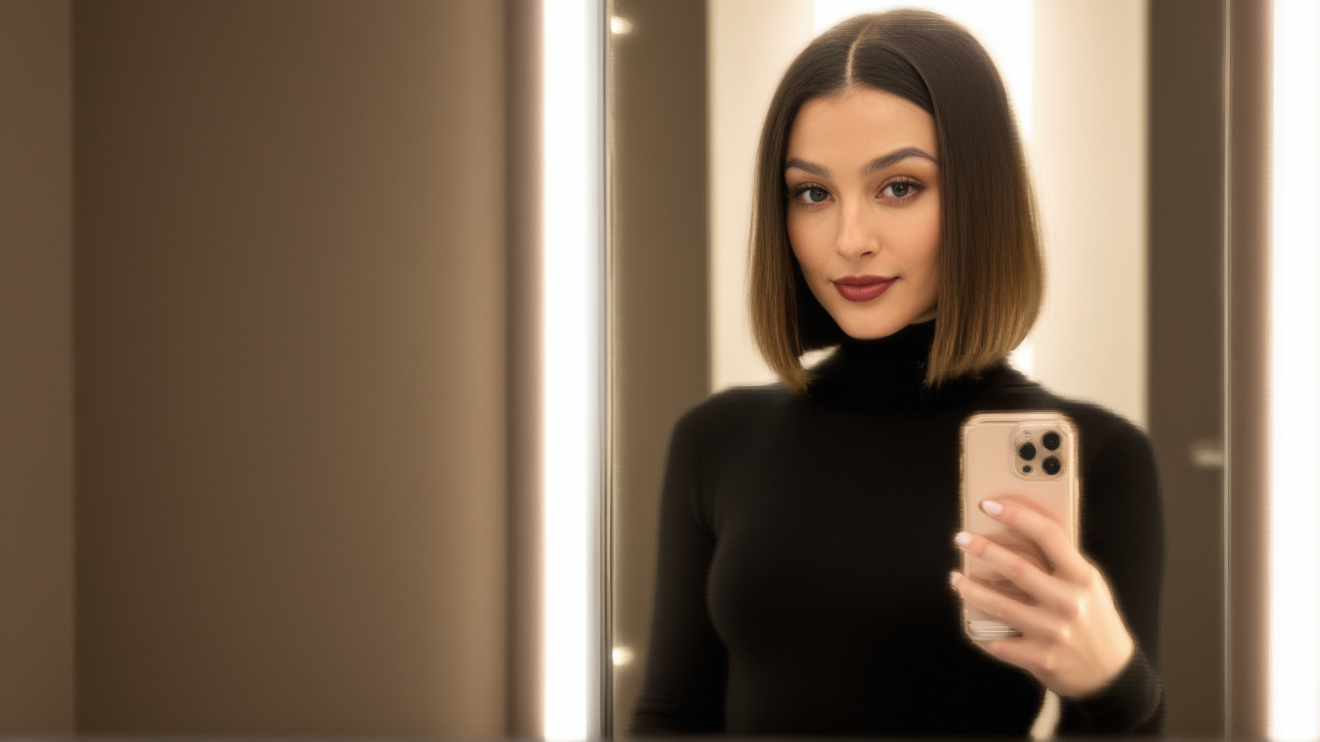 AI generated wallpaper featuring woman, phone, mirror