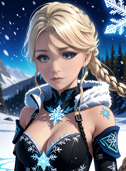 woman, snowflake, braid