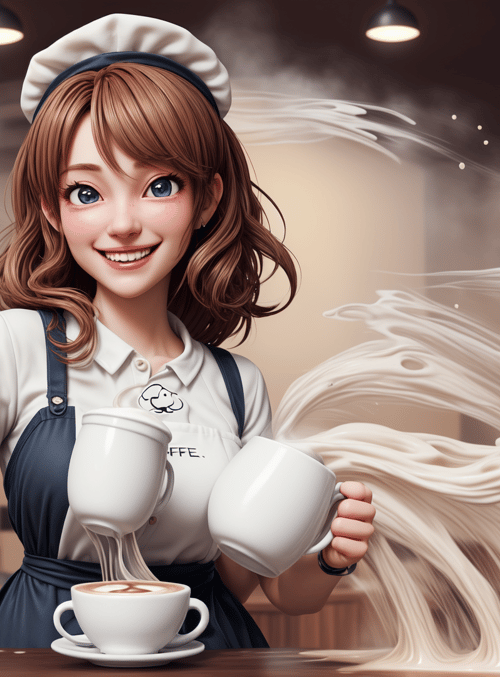barista, coffee, mug, steamed milk, cafe, latte