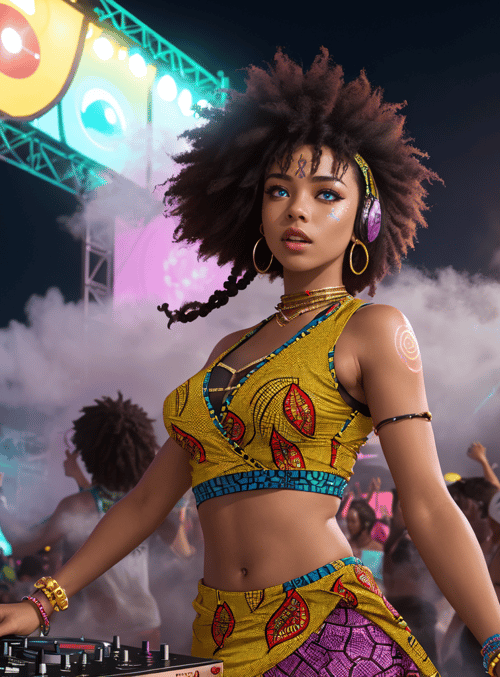 dj, woman, crowd